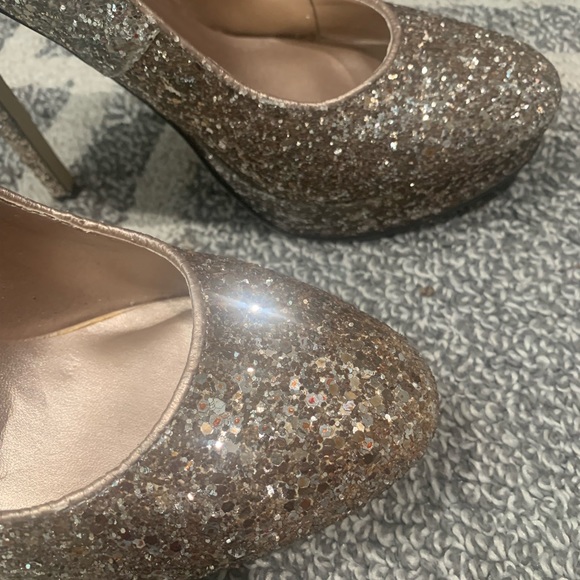 Women’s Formal Party Prom Sparkling 4” High Heels Size 8.5 Silver Rose-gold - Picture 10 of 12